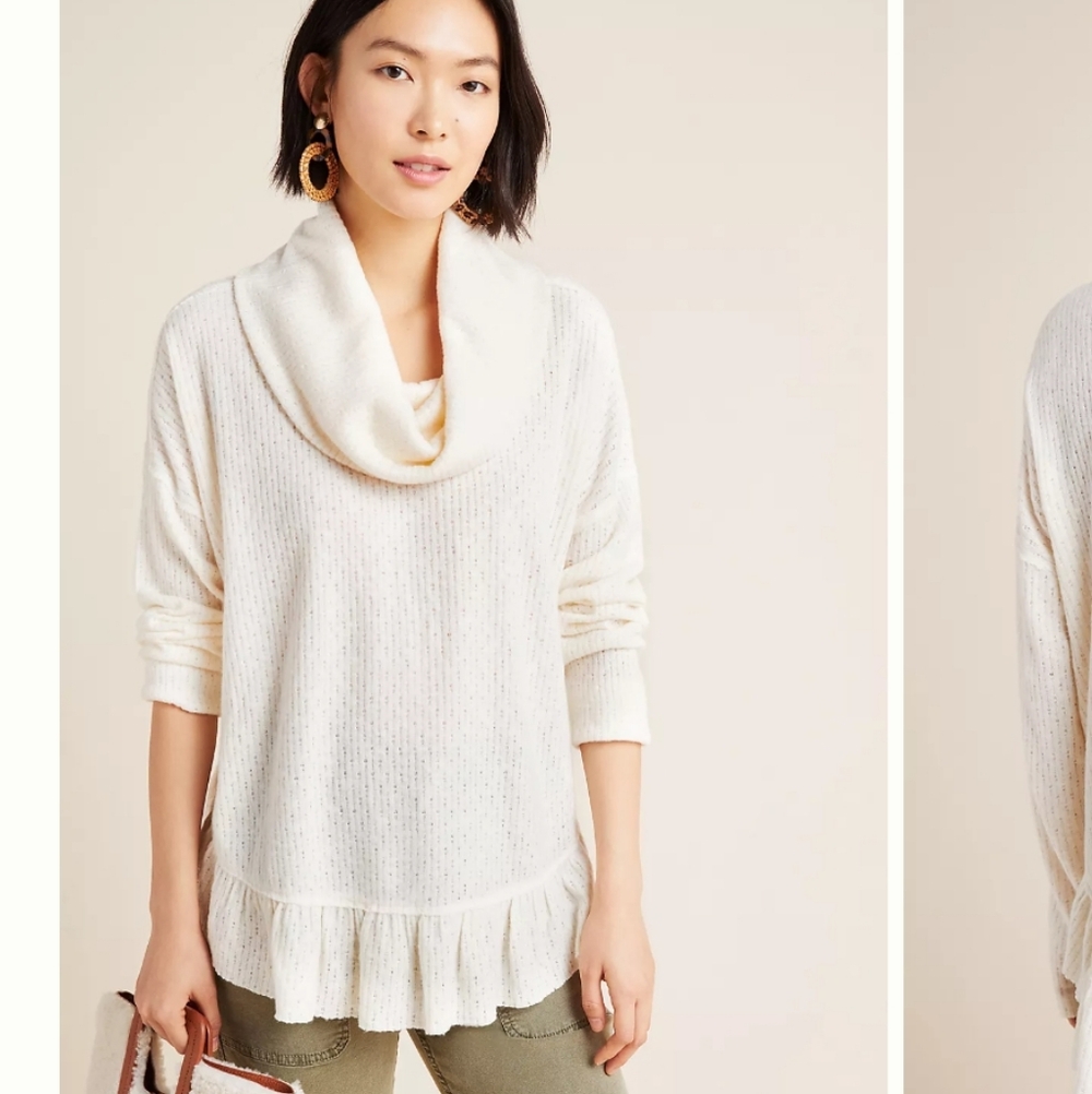 Anthropology Maeve Addie Ruffled Hacci Pullover